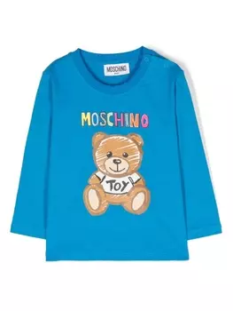 Moschino Kids толстовка с принтом Leo Teddy, синий