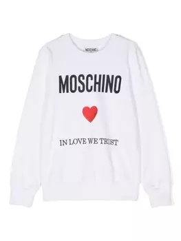 Moschino Kids толстовка с вышитым логотипом, белый
