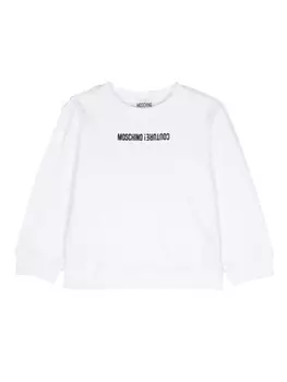 Moschino Kids толстовка с вышитым логотипом, белый