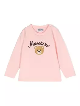 Moschino Kids толстовка с вышивкой Teddy Bear и логотипом, розовый