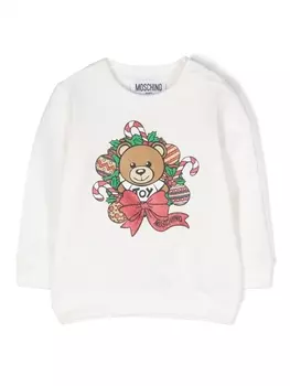 Moschino Kids толстовка Teddy Bear с блестками, белый