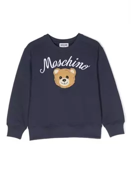 Moschino Kids толстовка Teddy Bear с круглым вырезом, синий