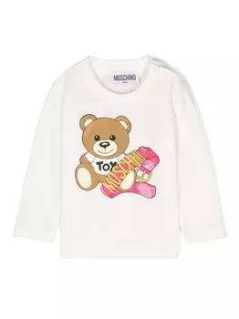 Moschino Kids толстовка Teddy Bear с круглым вырезом, белый