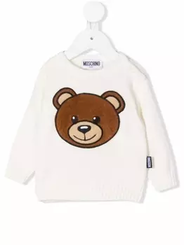 Moschino Kids толстовка Teddy с логотипом, белый
