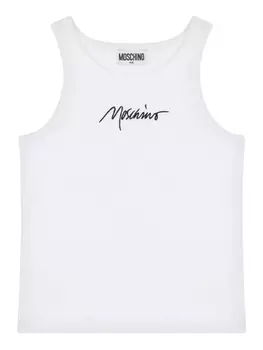 Moschino Kids топ с вышитым логотипом, белый