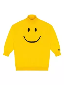 Moschino Kids топ с высоким воротником и вышивкой, желтый