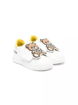 Moschino Kids Toy Bear с вышивкой, белый
