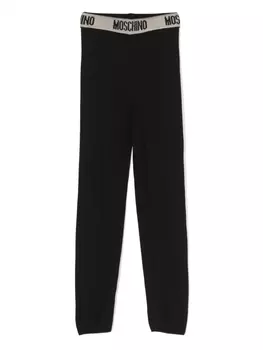 Moschino Kids трикотажные легинсы с логотипом, черный