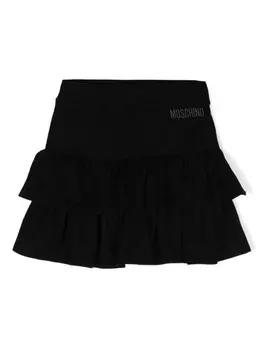 Moschino Kids юбка с вышитым логотипом, черный