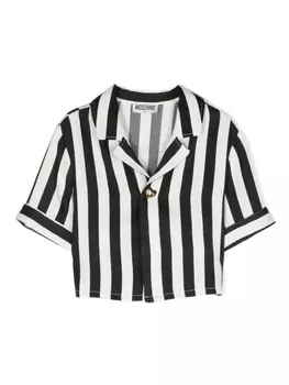 Moschino Kids укороченная блузка в полоску, черный