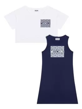 Moschino Kids укороченная футболка и майка, синий