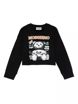Moschino Kids укороченный топ Teddy Bear, черный