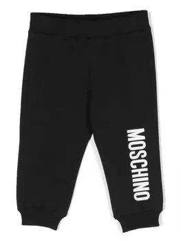 Moschino Kids зауженные спортивные брюки с логотипом, черный