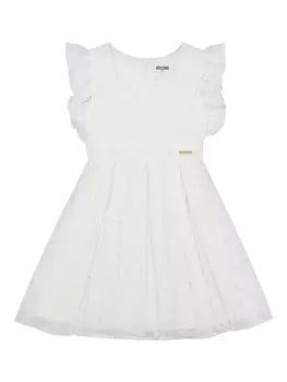 Moschino Kids жаккардовое платье, белый