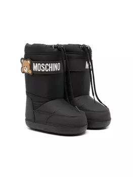 Moschino Kids зимние ботинки с нашивкой Teddy Bear, черный