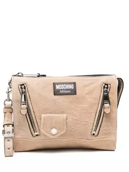Moschino клатч с логотипом, нейтральный цвет