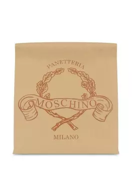 Moschino клатч с логотипом, нейтральный цвет