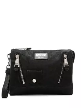 Moschino клатч с нашивкой-логотипом, черный