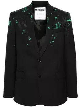Moschino клетчатый пиджак с эффектом разбрызганной краски, серый