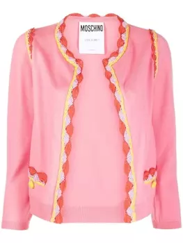 Moschino knitted round-neck cardigan, розовый