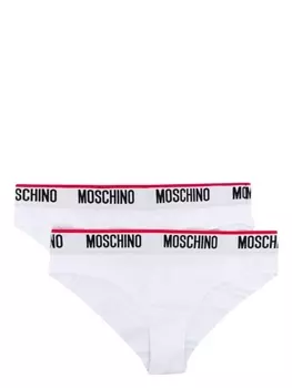 Moschino комплект из двух трусов-брифов с логотипом, белый