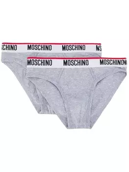 Moschino комплект из двух трусов-брифов с логотипом, серый