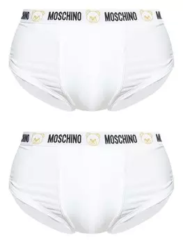 Moschino комплект из двух трусов-брифов Teddy Bear, белый
