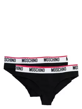 Moschino комплект из двух трусов с логотипом, черный