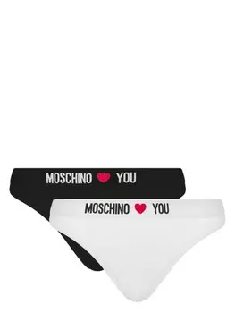 Moschino комплект из двух трусов-стрингов с логотипом, черный