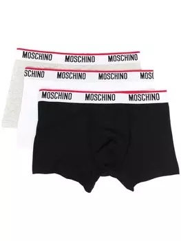 Moschino комплект из трех пар боксеров с логотипом, белый