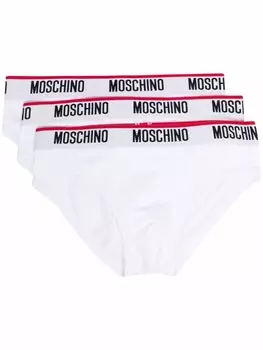 Moschino комплект из трех трусов-брифов с логотипом, белый
