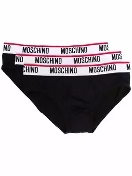 Moschino комплект из трех трусов-брифов с логотипом, черный