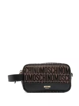 Moschino косметичка с жаккардовым логотипом, коричневый