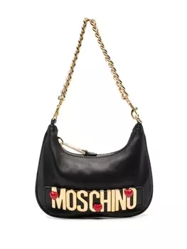 Moschino кожаная сумка через плечо с логотипом, черный