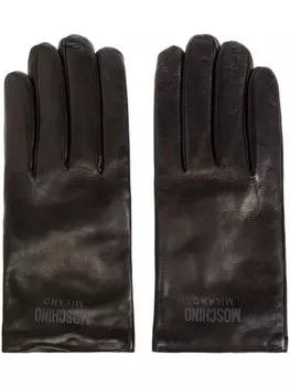 Moschino кожаные перчатки, черный