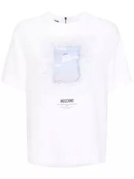 Moschino креповая футболка с графичным принтом, белый