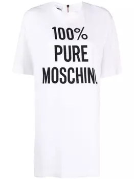Moschino креповое платье мини с логотипом, белый