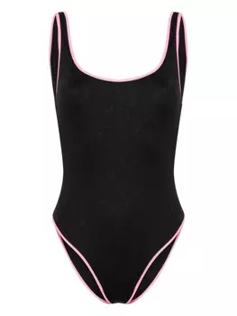 Moschino купальник с контрастной отделкой, черный
