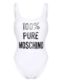 Moschino купальник с открытой спиной и логотипом, белый