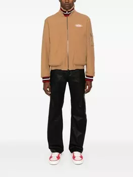 Moschino куртка-бомбер из твила с логотипом, коричневый