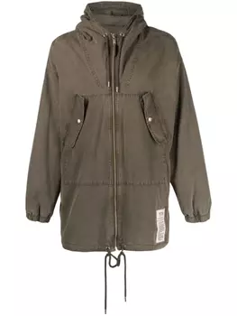 Moschino куртка на молнии с нашивкой-логотипом, зеленый