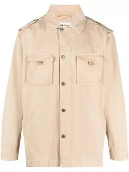 Moschino куртка-рубашка с карманами карго, нейтральный цвет