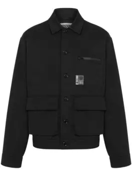 Moschino куртка-рубашка с логотипом, черный