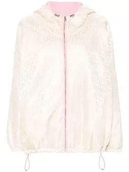 Moschino куртка с капюшоном и монограммой, нейтральный цвет