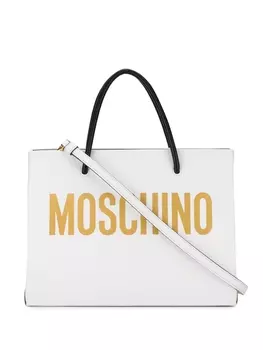 Moschino квадратная сумка-тоут с логотипом, белый