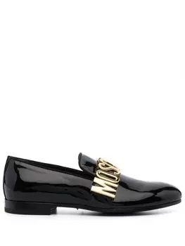 Moschino лакированные лоферы с логотипом, черный