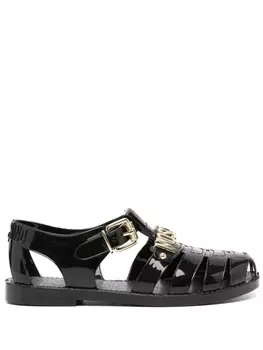 Moschino лакированные сандалии с логотипом, черный