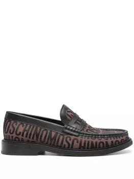 Moschino лоферы с жаккардовым логотипом, коричневый