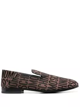 Moschino лоферы с жаккардовым логотипом, коричневый
