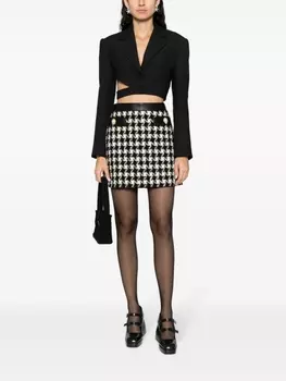 Moschino мини-юбка из букле в ломаную клетку, черный